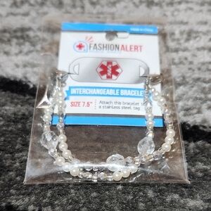 FASHION ALERT DOUBLE BEADED INTERCHANGEABLE MEDICAL BRACELET 7.5"